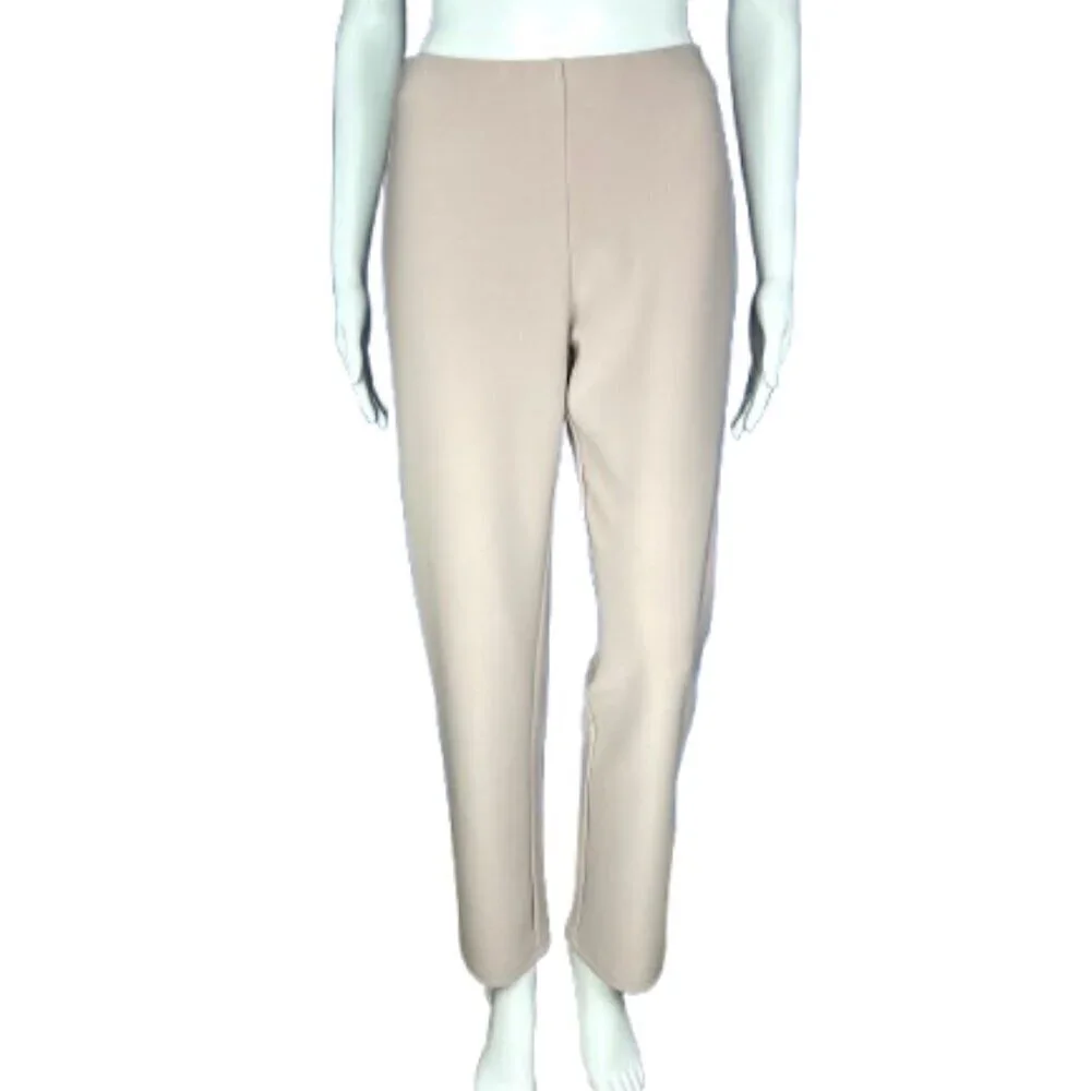T Tahari Pull On Office Work Pants Size 4 Blush Dune Shadow Elastic Waist NWOT